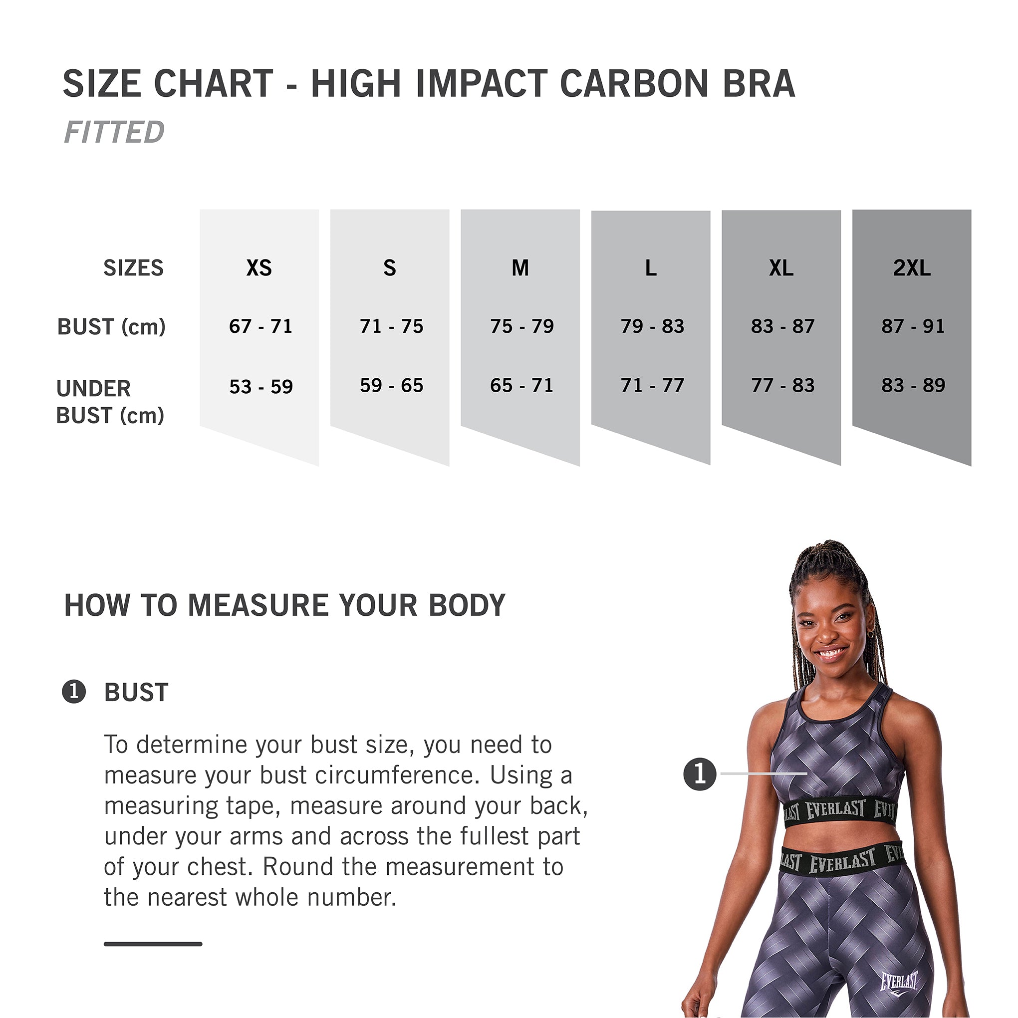 LADIES HIGH IMPACT SPORTS BRA - CARBON PRINT – Everlast South Africa